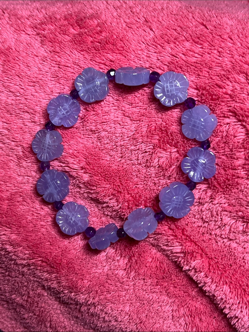 Amethyst Flower Bead Stretch Bracelet-NWOT - Picture 2 of 3